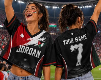 Custom Jordan Soccer Crop Top Jersey, Personalized Jordan Football Crop Tee for Women, Jordan Futbol Shirt with Name Number