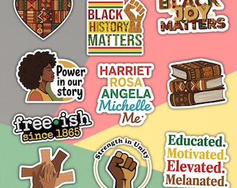 Black History Month Sticker Pack - 10 Vinyl Stickers for Juneteenth - African American Heroes, Waterproof Decals