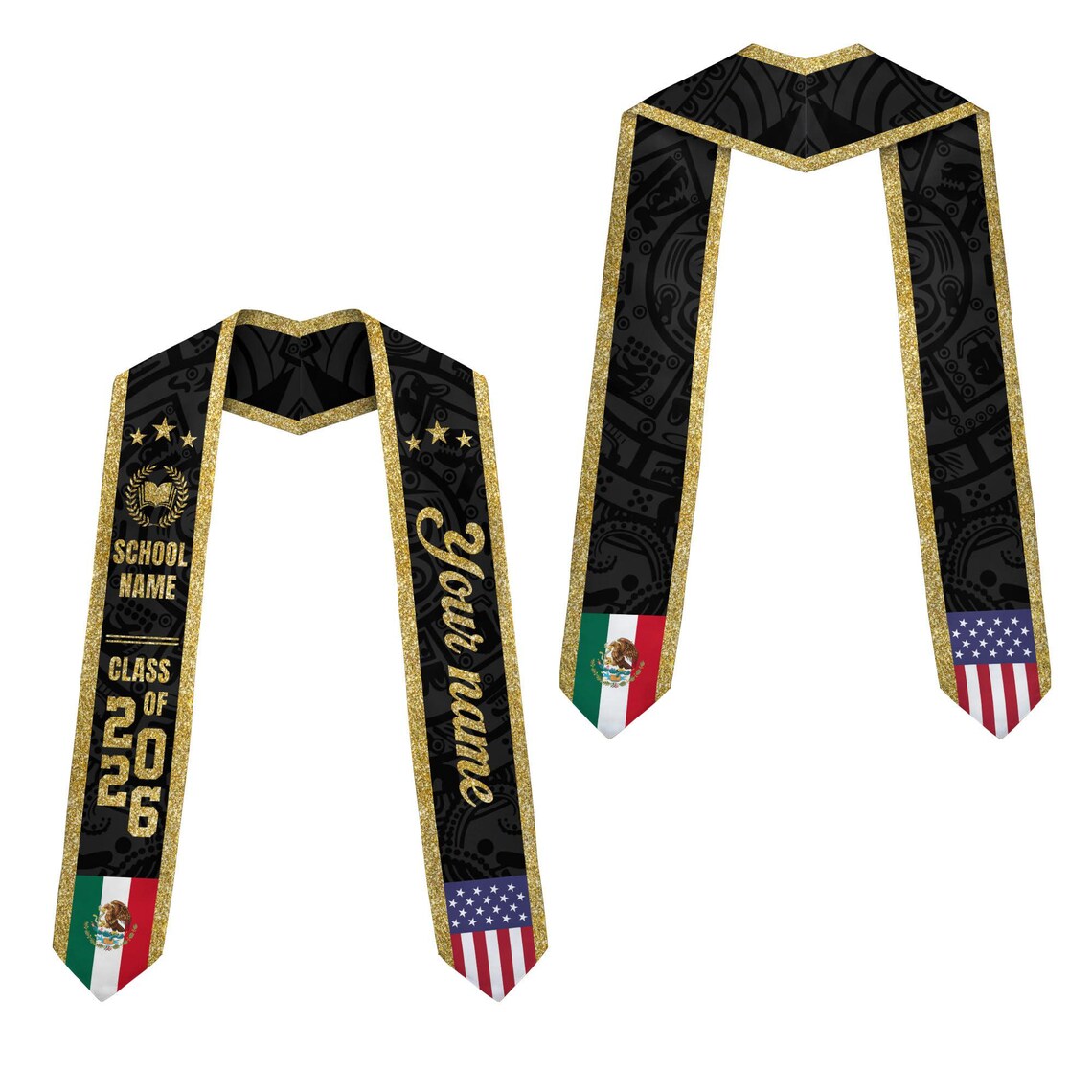 Custom Mexican Graduation Stole, American Flag Sash - Etsy
