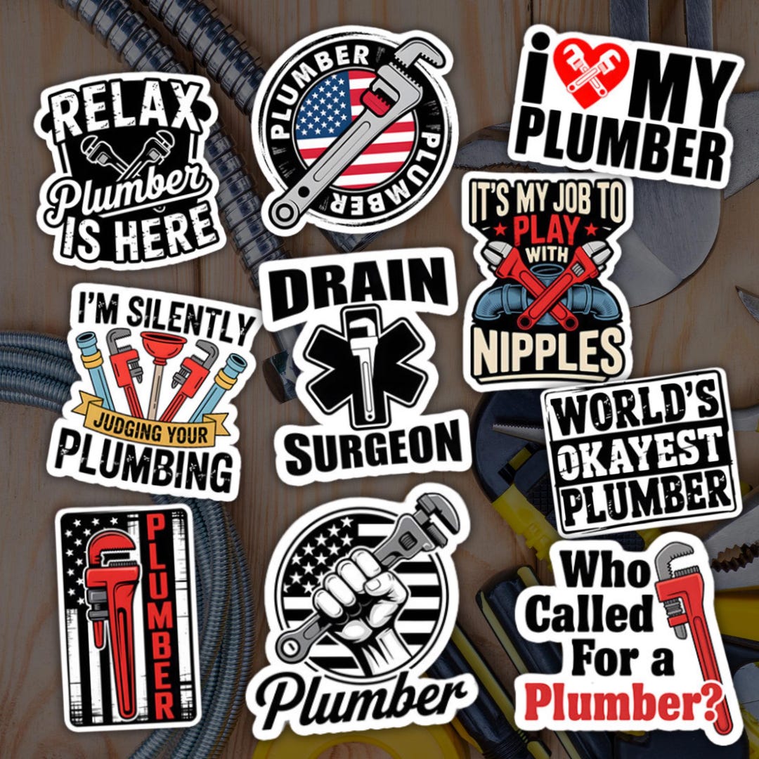 Master Plumber Sticker Plumber Stickers Pack 10: Plumbing Service Gift, Plumber Life Sticker ...