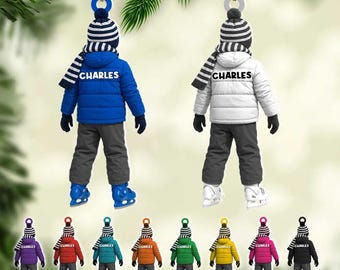 Personalized Skating Kid Flat Ornament, Custom Ice Skater Ornament, Christmas Gift for Ice Skater