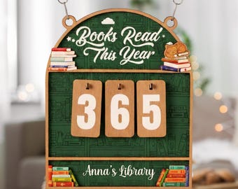 Vintage Book Read Tracker, Personalized Book Lover Gift, Reading Tracker, Books Read This Year Counter, Reading Lover Gift