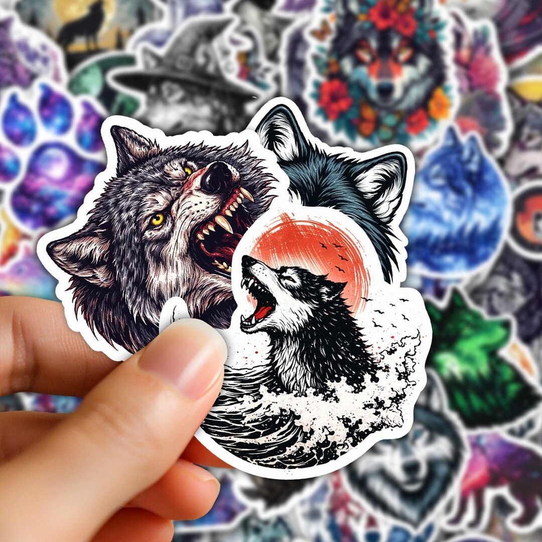 Wolf Icon Sticker 10-50pcs Colorful Wolf Stickers, Laptop Decals, Planner Stickers - Etsy