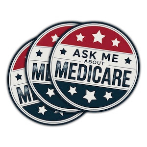 1PCS Ask Me About Medicare Sticker, Medicare Health Insurance Consultant Sticker, Mental Health Waterproof Die-Cut Vinyl Stickers