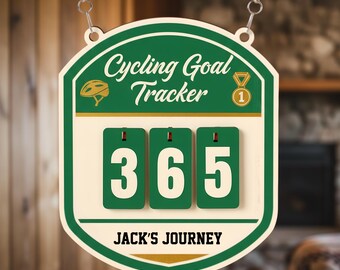 Personalized Cycling Goal Tracker Sign, Miles Ridden Board, Biker Gift, Gift for Cyclists and Fitness Lovers