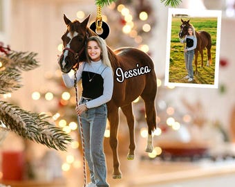 Custom Photo Horse Christmas Ornament: 2D Acrylic Xmas Tree Decor