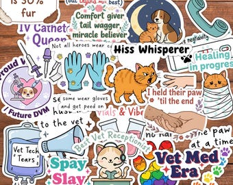 Vet Tech Sticker Pack: Funny Veterinary Stickers, Pet Care Decals