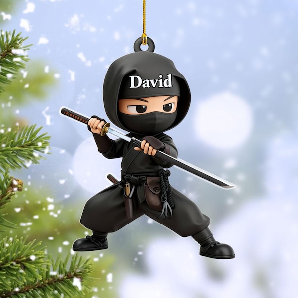 Personalized Ninja Kidz Acrylic 2D FLAT Ornament, Warrior Gift