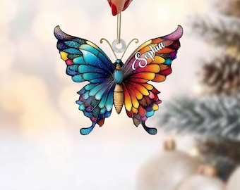 Personalized Butterfly Christmas Ornament, Butterfly Christmas Tree Ornaments