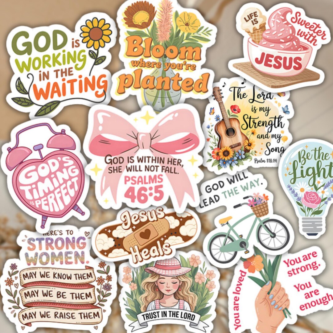 Faith Sticker Pack 12: Bible Verse Waterproof Stickers, Christian ...