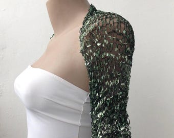 Half Sleeves Dark Green Summer Spring Bolero Shrug, Silky Crochet Open Wedding Cropped Jacket, Dance Party Evening Shrug, Bridesmaid Jacket