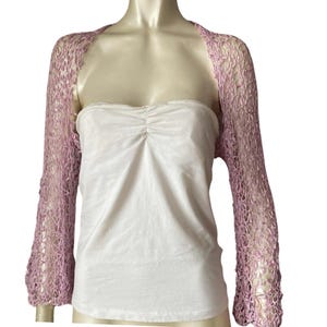Bolero casamento mangas compridas cor-de-rosa, casaco curto crochet noiva, mangas sino madrinha casamento, saída praia madrinha casamento
