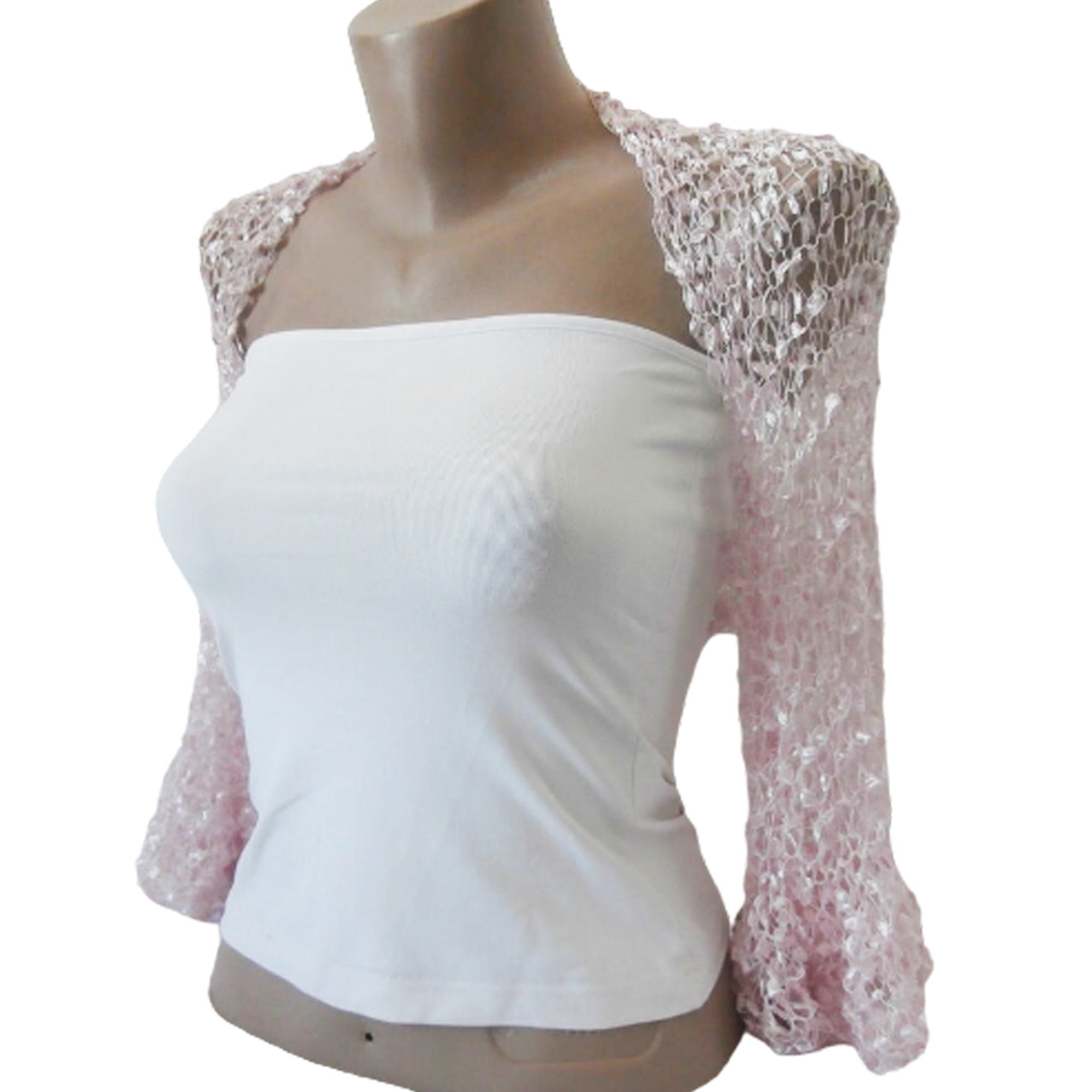 Pale Pink Ruffle Sleeves Bolero Knit Silky Bridal Shrug - Etsy Denmark