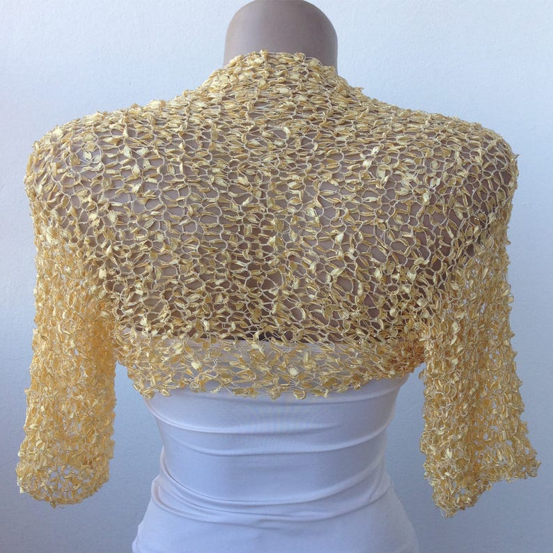yellow gown with shrug