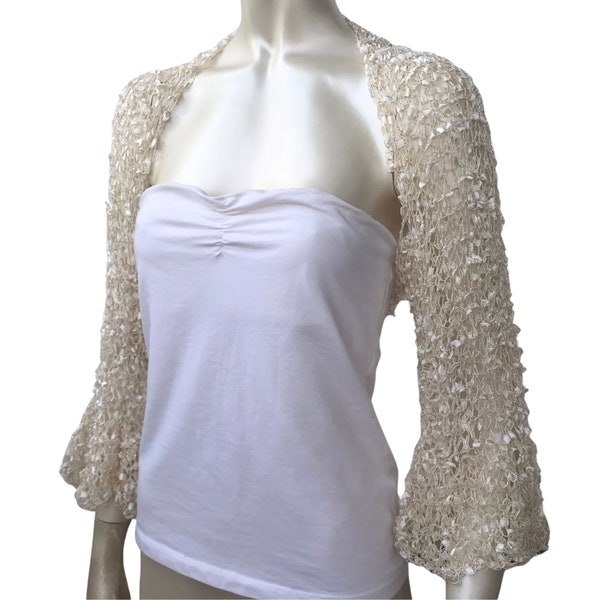 Bolero sedoso de boda de oro marfil, mangas con volantes, campana, mariposa, chaqueta recortada romántica nupcial de verano