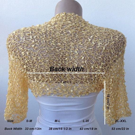 Gold Coude Longueur Mousseline Mariage Soirée Shrug Bolero Wrap Jacket