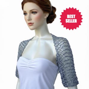 Silver Bolero Shrug, Metallic Disco Brocade Jacket, Cropped Cover Up