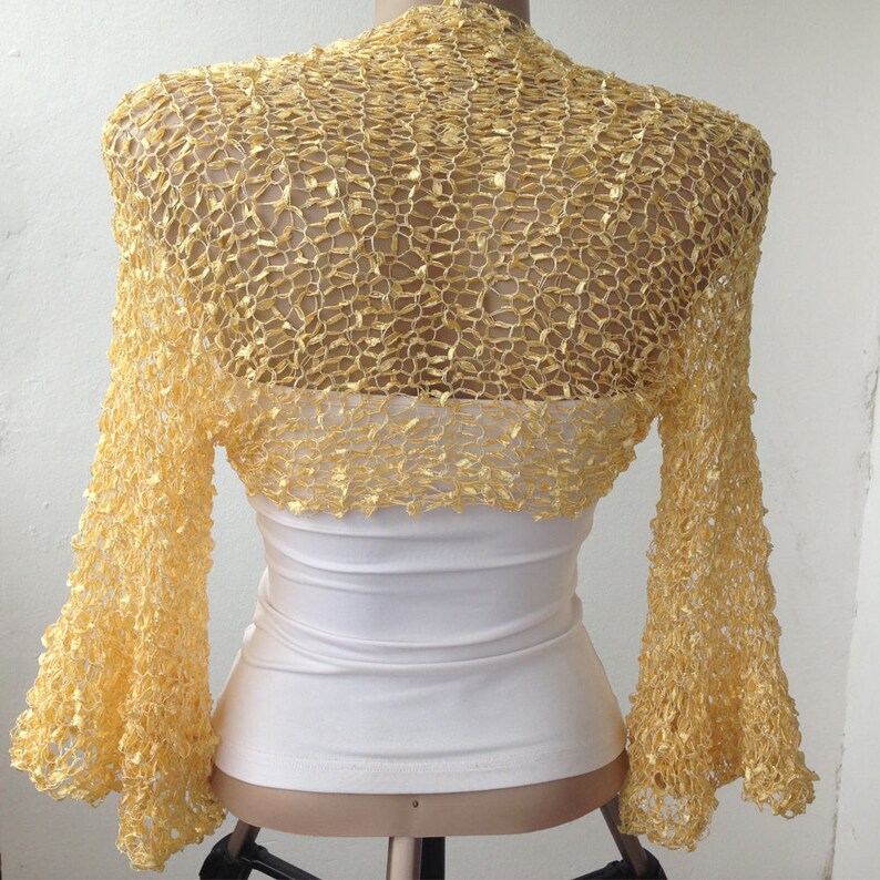 yellow gown with shrug