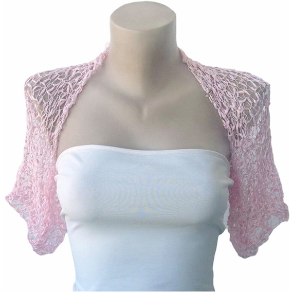 Pale Pink Crochet Wedding Bolero Shrug Half Sleeves Summer Cropped Jacket Dance Party Loose Lightweigth Bridal Shrug Flower Girl Cover Up Etsy UK