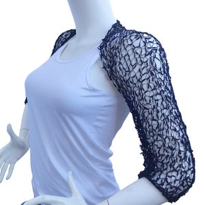 Denim Petrol Blau Sommer Bolero Shrug, Häkeln Abend Party Tanz Shinny Dark Kurze Jacke, Brautjungfer Lose Cover Up