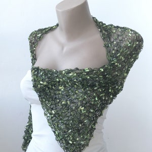 Crochet Green Bolero Shrug, Elbow Dark Green Bridesmaid Jacket, Mother of the Bride Summer Ruffle Sleeves Cover up image 7