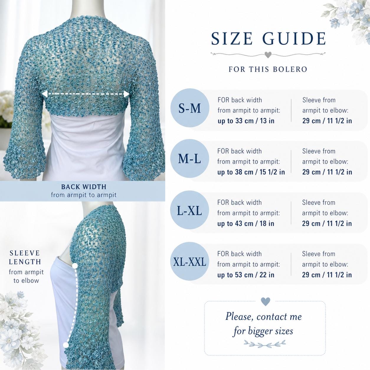 Crocheted Silver Lace Bolero Shrug, Ruffle 3/4 Sleeves, Silky