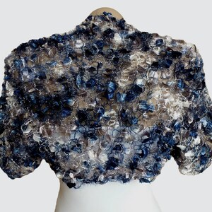 Navy Blue Winter Bolero, Knit Warm Cropped Jacket, Bridesmaid Wedding Shrug, Half Sleeves Evening Elegant Knitted Bolero Cardigan image 2