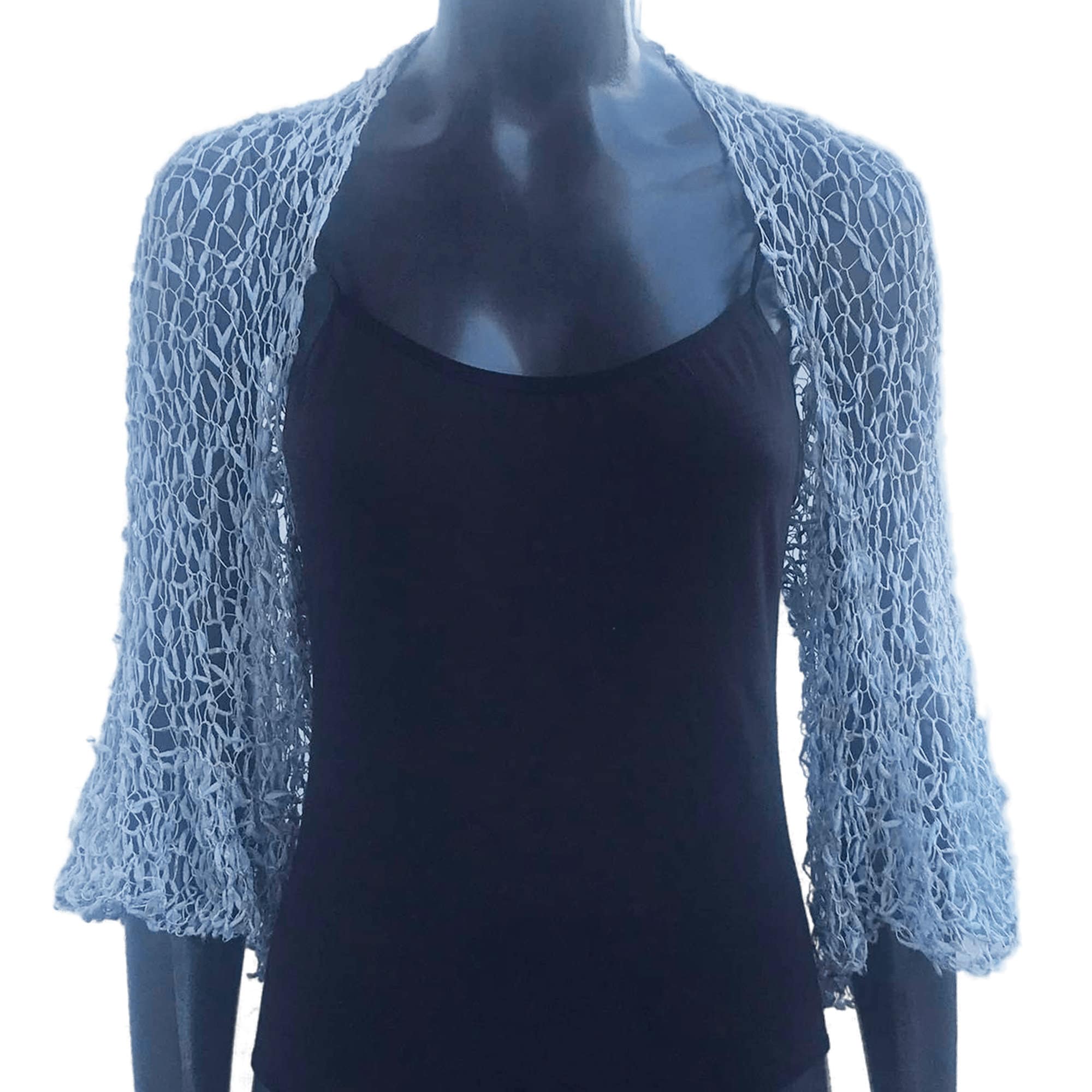 Coprispalle Donna Elegante In Chiffon - Bolero Aperto Manica 3/4 - Foto 5