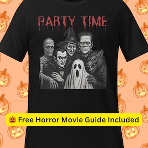 Retro classic Monster Party T-Shirt Horror Film Tee perfect gift for monster movie fans