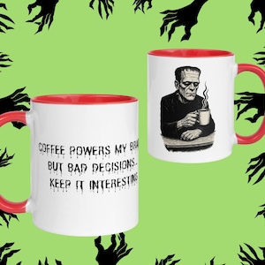 Frankenstein coffee mug  Gift for Horror Fans  spooky Halloween party vintage retro cup for him her home decor