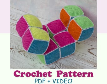 CROCHET PATTERN infinity cube. Montessori baby toys. Educational toys. Sensory cube. Amigurumi pattern fidget toy adult.