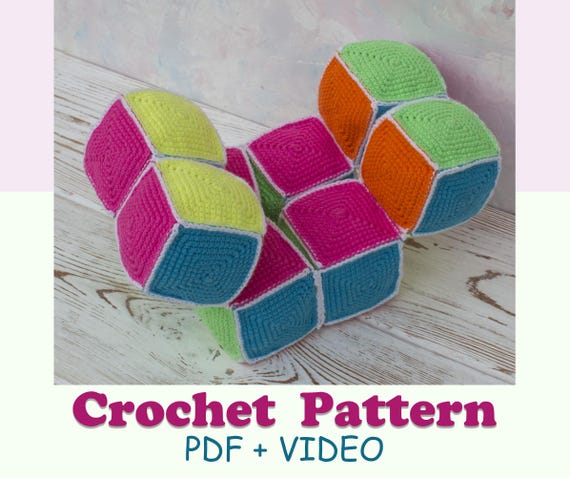 CROCHET PATTERN infinity cube. Montessori baby toys. Educational toys. Sensory cube. Amigurumi pattern fidget toy adult.