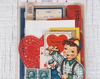 Vintage Valentine's Ephemera Pack- Vintage paper ephemera lot Paper pack, Valentine cards, valentines decor, home decor, journaling, puppet