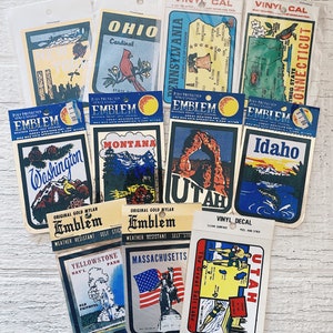 Vintage Amerikaanse reissticker collectible Mylar Emblem Sticker State travel ephemera United States souvenir collectible US sticker polyprotected