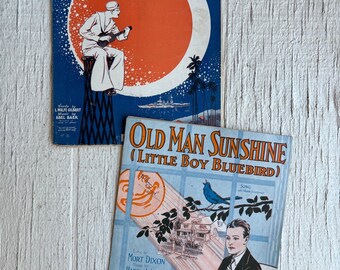 Vintage Graphic sheet music Musical Sheets, songs vintage music, vintage music sheet, hello aloha, old man sunshine, little boy bluebird