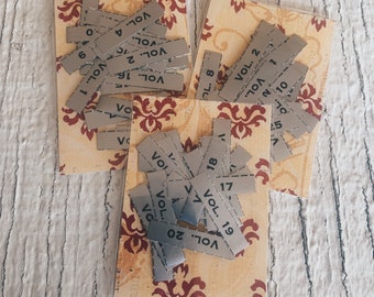 Etichette di volume vintage, etichette di volume argento autoadesive, piccoli volumi, da 1 a 20, etichette numeriche, adesivi di volume, etichette di volume gommate