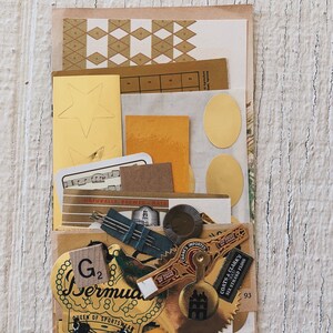 Gold Color Pack- Vintage Ephemera Lot Papierpackung Mischtechnik sortierte Packung Metallic, Gold, Sonnenschein, golden