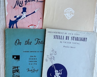 Vintage Sheet Music lot (4)- vintage music, antique music sheet vintage ephemera music, my fair lady, love call, on the trail, Stella starli