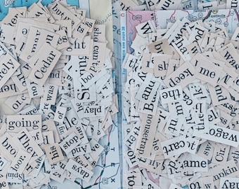 Vintage paper word lot, WORDS, vintage paper, vintage book pages, ephemera, children book pages words P1