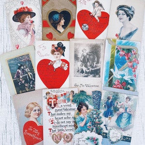 Vintage Valentines Postkarten - Herz, antike Vintage Liebe, Vintage Postkarten Valentine Ephemera Andenken Sammlerstück uns Postkarte