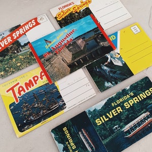 Cartoline vintage Cartoline pieghevoli dello stato della Florida, effimeri viaggi degli Stati Uniti, cartolina da collezione souvenir degli Stati Uniti
