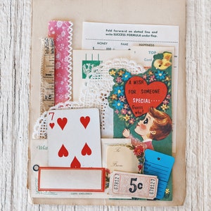 Vintage valentijnsdagpakket - Vintage papieren ephemera lot Papierpakket, valentijnskaarten, valentijnsdecoratie, woondecoratie, journaling, bloemen