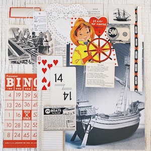 Vintage ephemera-set voor Valentijnsdag - Vintage papieren ephemera-partij Papierpakket, Valentijnskaarten, valentijnsdecoratie, woondecoratie, journaling, matroos