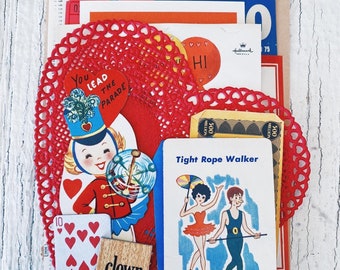 Vintage Valentine's Ephemera Pack- Vintage paper ephemera lot Paper pack, Valentine cards, valentines decor, home decor, journaling, circus