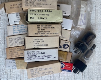 Vintage Electron Tubes-rca radio Corp, jg af jan, jhs Sylvania, Stewart Warner, Collins Radio, Sonotone Corp, radio tube, Raytheon tv tube