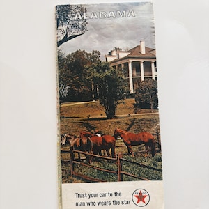 Carte vintage de l'Alabama - cartes vintage, États-Unis, brochure vintage, brochure vintage, souvenir vintage, collection Texaco 1965 Rand mcnally