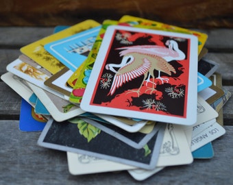 Vintage Playing Card Lot (20) game cards, deck of cards, canasta, poker, colorful cards, vintage card decks, swap card, trade card, single