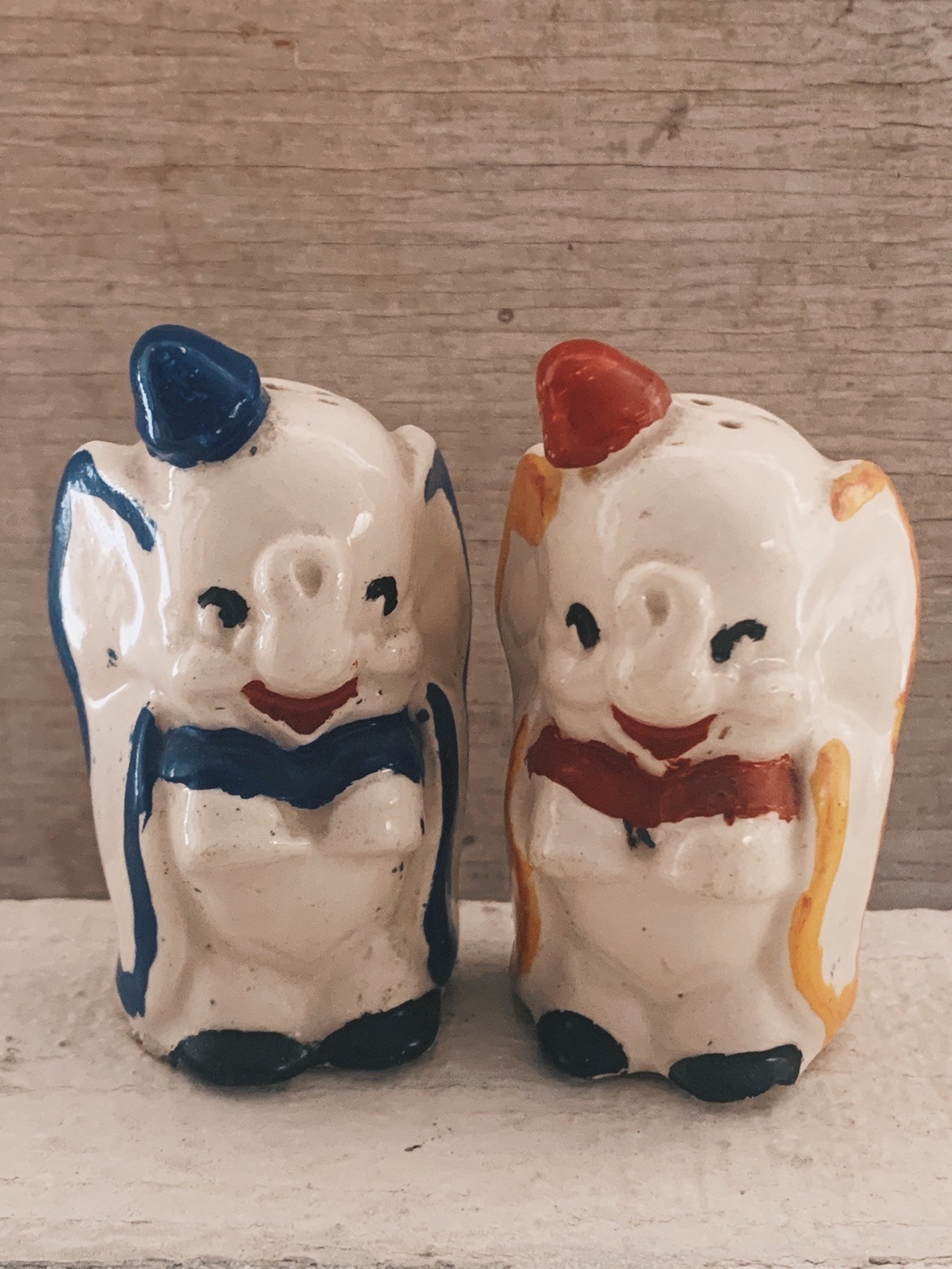 Vintage Dumbo Salt and Pepper Shakers Blue Red Yellow Dumbo Etsy