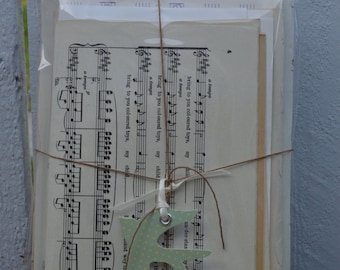 Vintage Music Paper Pack (25) Lot- Paper Ephemera Vintage music paper, mix of different size, music, paper, graphic, and handwritten A1