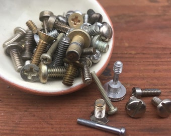 Screws, Parts and Pieces (50) metal, steampunk supplies, electrical, gadgets, gizzmos, metal parts collection small screws lot